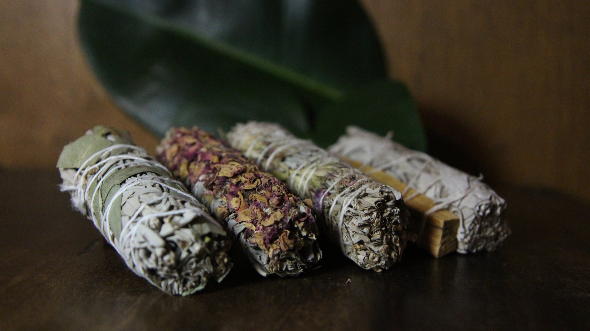 Smudge Stick - White Sage and Castile Rose/Eucalyptus/Palo Santo  10cm