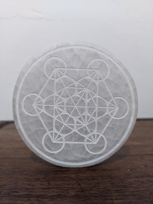 Selenite Crystal Grid and Charging Plate 10cm - Metatron