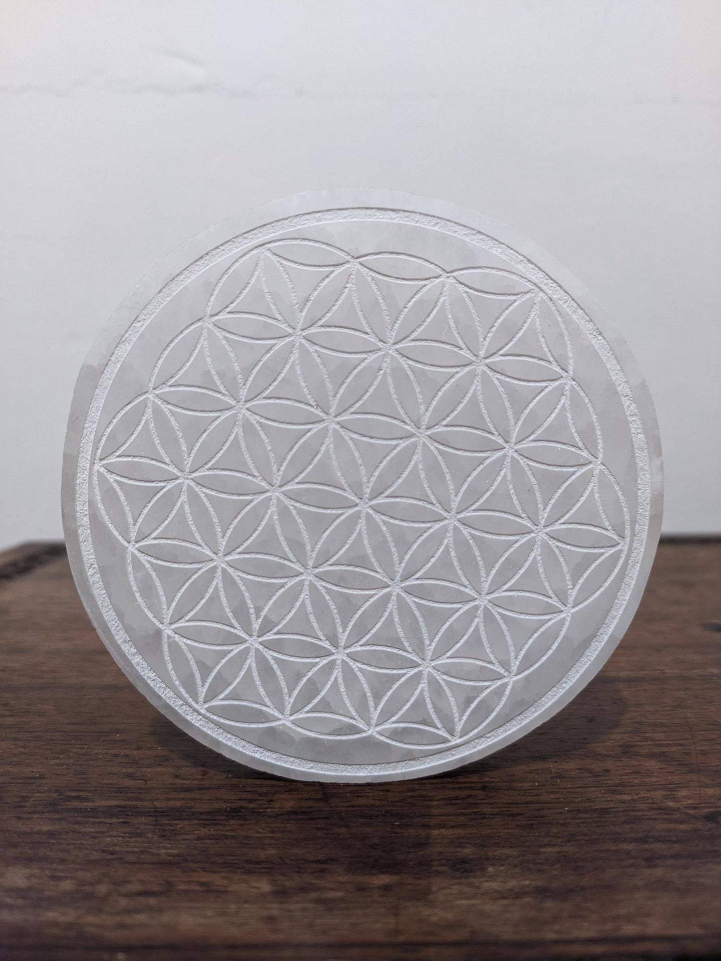 Selenite Crystal Grid and Charging Plate 10cm - Flower of Life